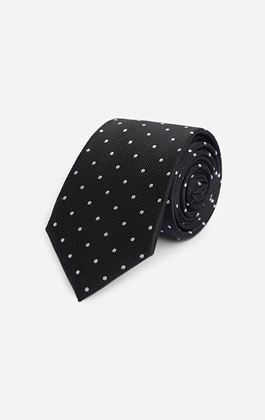 Black Twill Polkadot Tie
